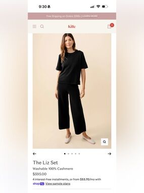 Kilte the Liz set Washable Cashmere Women's pants and top MSRP 595